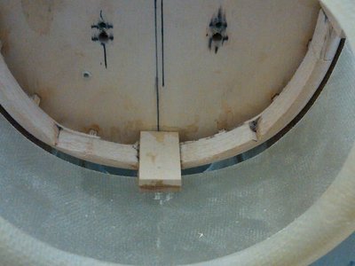 This is a picture inside the cowl showing the bottom block and the spacing all around the balsa ring.