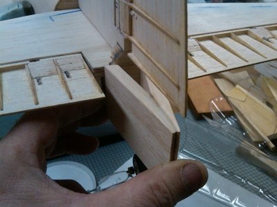 Pieces on the tail. It got a piece of 3/8 balsa on the top.