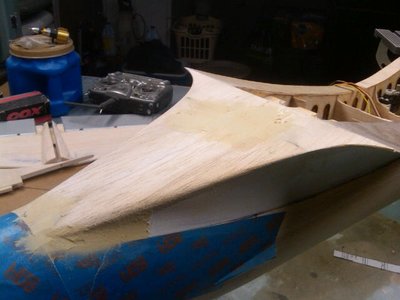 1/4sq added to fill the gaps in the sides and rough sanded to shape. Some filler added.
