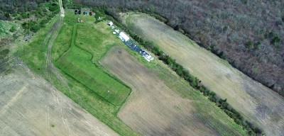 The green outlined mowed and rolled rectangle is 300 ft. long and about 100ft.wide