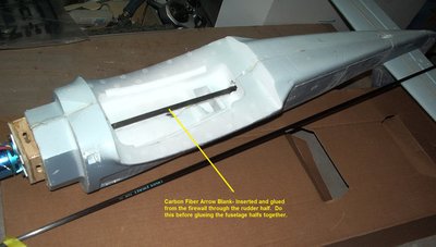 Full length in fuselage carbon fiber arrow shaft stiffener