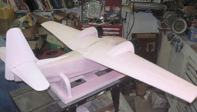 rudder and elevator and the whole plane sanded in the rough.