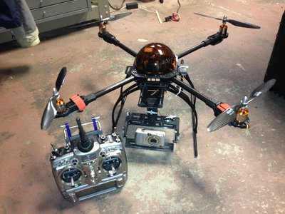 My larger 600 quad with camera gimbal and APM 2.5 autopilot